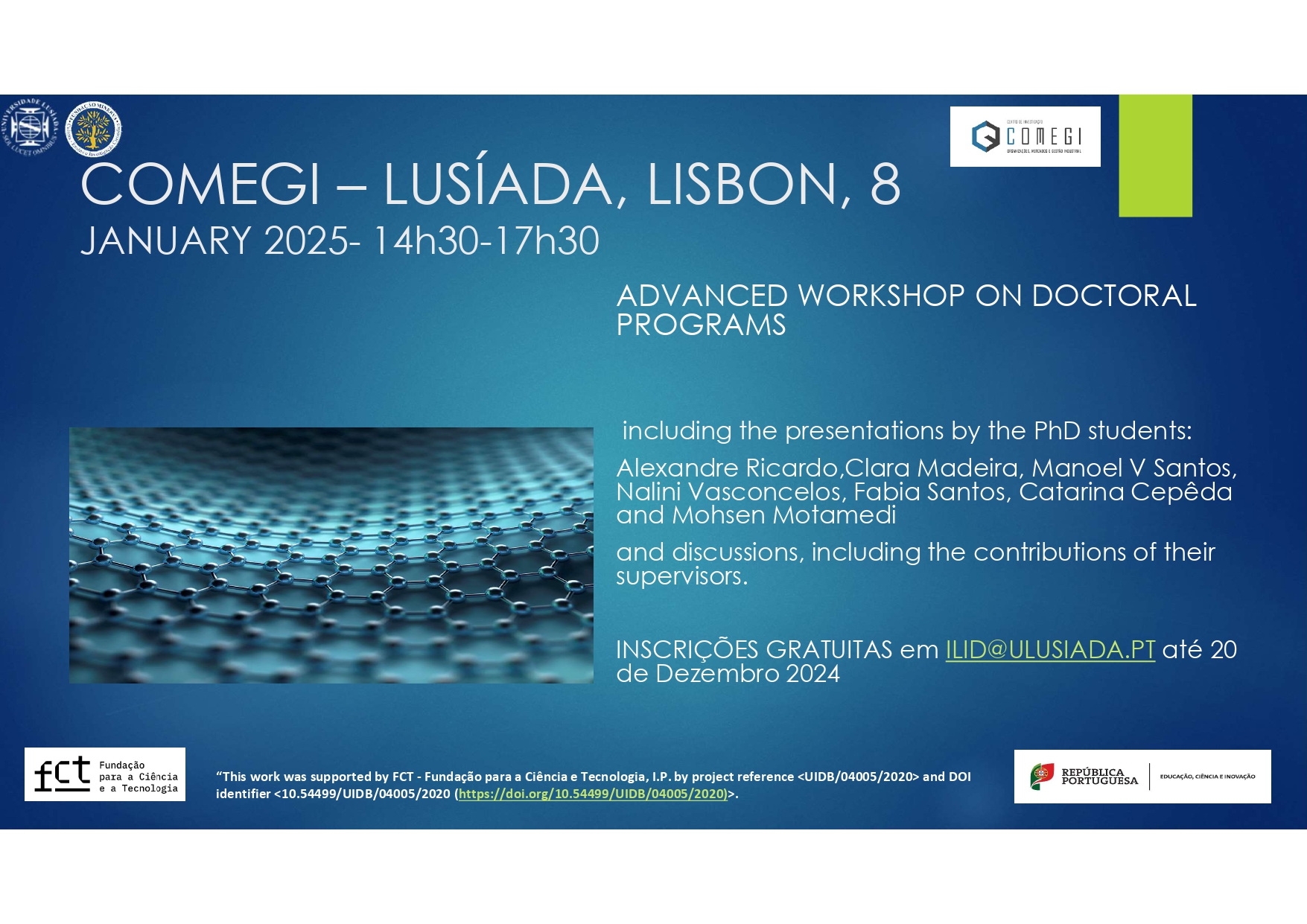 COMEGI organiza: Advanced Workshop on Doctoral 